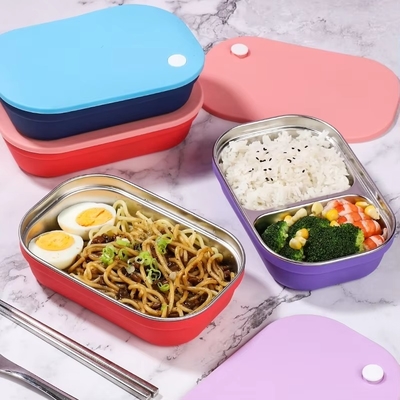 ราคาดี BPA-Free Stainless Steel Bento Box for Kids with Silicone Sleeve ออนไลน์