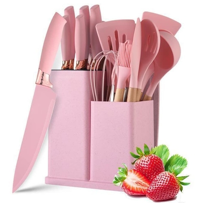 ราคาดี 19pcs เครื่องใช้ครัวซิลิโคนไม่ติด สปาตูลาชุดที่มีตัวถือ มือไม้ ออนไลน์