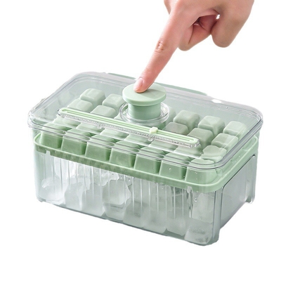 เครื่องเย็นอาหารเกรด Ice Cube Tray ด้วยฝาปิดและ Bin BPA ฟรีซิลิโคน Ice Cube Trays โมลด์