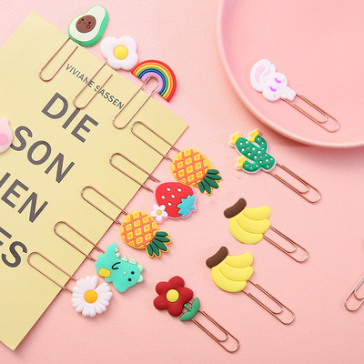 การ์ตูนน่ารัก ซิลิโคน Bookmarks กับคลิปพิมพ์สีสันสําหรับเด็ก ครูโรงเรียน ของสํานักงาน