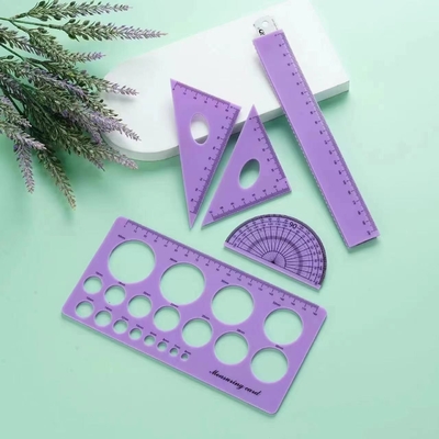 ราคาดี 4 ชิ้น ชุด 12 นิ้วตรง / สามเหลี่ยม Flexible Ruler Math Geometry Tool สําหรับเด็กในห้องเรียน ออนไลน์