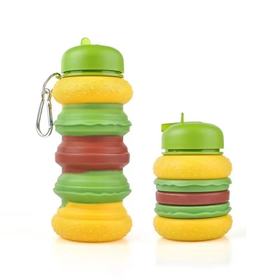 โดนัท กระป๋องน้ําพับสําหรับเด็ก 19oz BPA ฟรี กันรั่ว ซิลิโคนกระป๋องน้ําสายรุ้งสําหรับนักเรียน