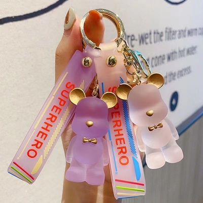 OEM ยินดีต้อนรับ Cute Diamond Bear Keychain คาวาอาย Keychains สายข้อมือ สายข้อมือ Lanyard