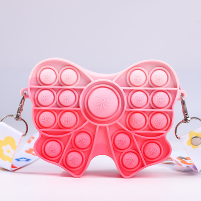 Fidget Pop Purse Bow Girls Purse Easter Gift Sensory Fidget Toy ซิลิโคน Cross Body เด็กกระเป๋ากระเป๋ากระเป๋าดินสอ กระเป๋าแต่งหน้า