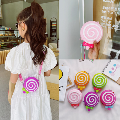 Lolipop ซิลิโคนกลม กระเป๋าดินสอสําหรับเครื่องเขียน สินค้ากระเป๋าดินสอ กระเป๋าของใช้ในโรงเรียน กระเป๋าแต่งหน้า ถังเก็บของ
