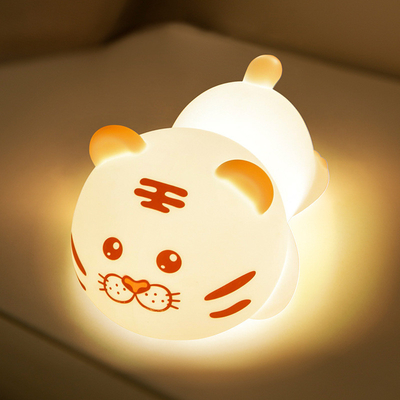 ไฟกลางคืนสีซิลิโคน ไทเกอร์น่ารัก ไฟกลางคืน LED Novelty Lamp 3 Level Dimmable Nursery Nightlight USB Rechargeable Timing Sleep Lamp