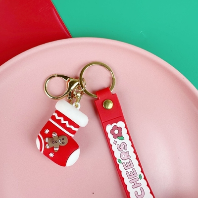 กระเป๋าซิลิโคนคริสต์มาสต์น่ารัก Pendant Keychain Soft Kawaii รถยนต์ Keychain Charms สําหรับผู้หญิงผู้ชายของขวัญวันเกิดคริสต์มาสเด็ก