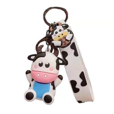 ราคาดี ตัวบุคคล 3D ซิลิโคนวัวสัตว์ Keyrings Pendant Keychain สําหรับกระเป๋าและกระเป๋าเป้ ออนไลน์