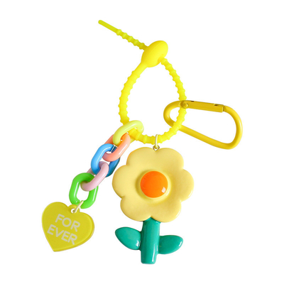 ดอกไม้การ์ตูน ซิลิโคน Pendant Keychain Charms Pendan Key Ring สําหรับกระเป๋าถือ