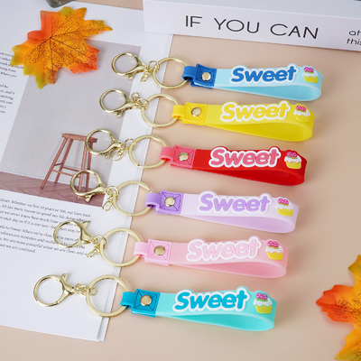 สีซิลิโคน Bangle Key Ring แขนข้อมือ Keychain ผู้ถือสําหรับผู้หญิง เด็กหญิง Wristlet รอบ Keyring