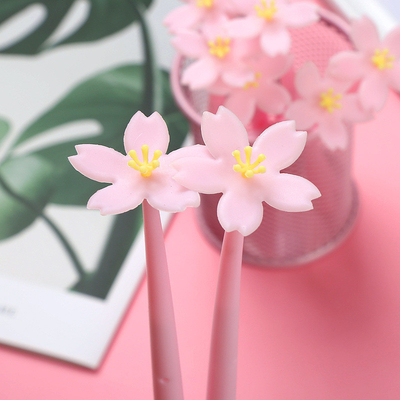 12pcs สวย สีชมพูดอกไม้เจลดินสอดินสอเขียนดินสอ 0.5 มม ดําดินสอสนุก Kawai Pen ขนาดใหญ่สําหรับเด็ก สินค้าสํานักงานและโรงเรียน