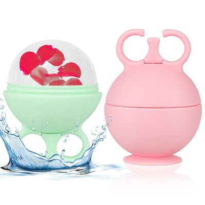 ซิลิโคนไอซ์โรลเลอร์สําหรับใบหน้า การรักษาความเย็น เครื่องนวดใบหน้าสําหรับอาการบวม ฝ้า กระ สีแดง เครื่องมือดูแลผิวหนัง OEM ฟรี BPA สีเขียว