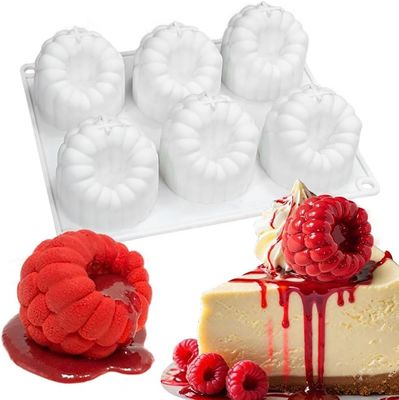 6-Hole Raspberries Mousse Cake Mold Food Grade Silicone Molds For Baking 3D Raspberries Pudding Cakes Silicone Mold Dessert Chocolate Molds Rubus เครื่องมือตกแต่งเค้กผลไม้ เครื่องมือไม่ติด
